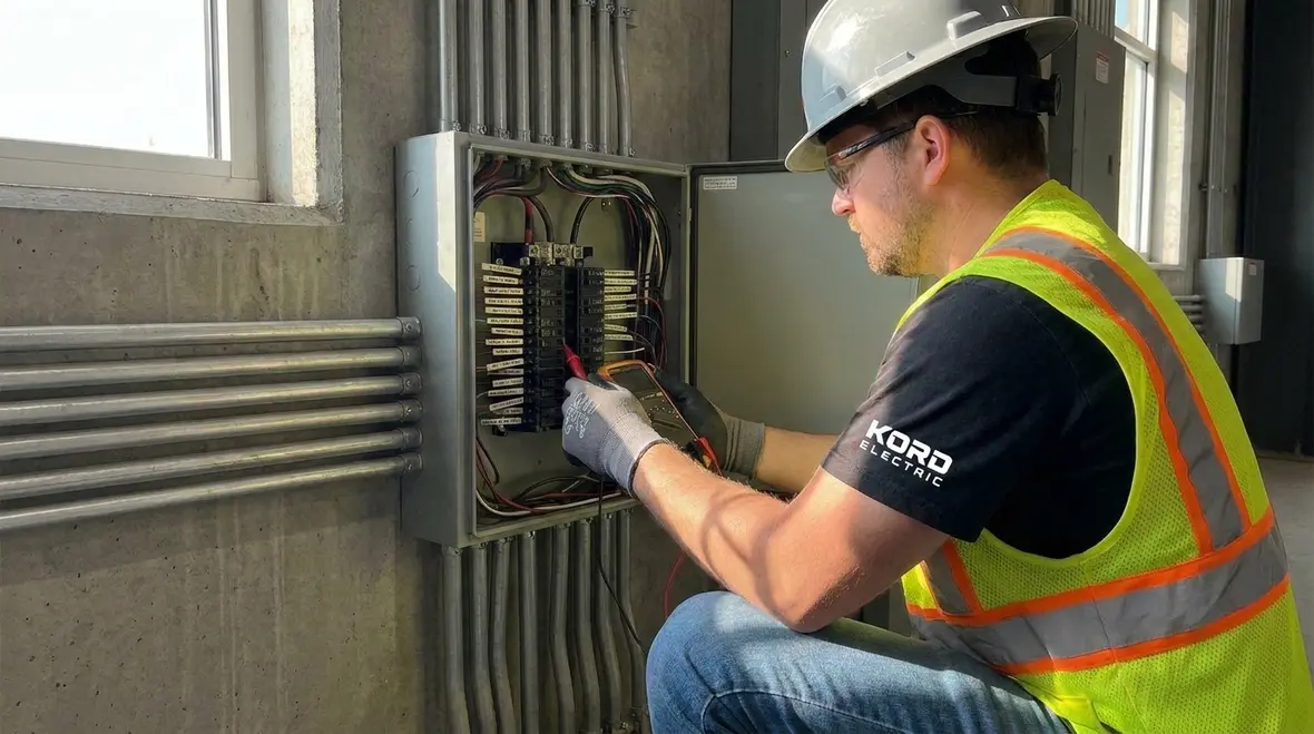 Electrician reviewing NEC box fill conductor count for Section 314.16 compliance