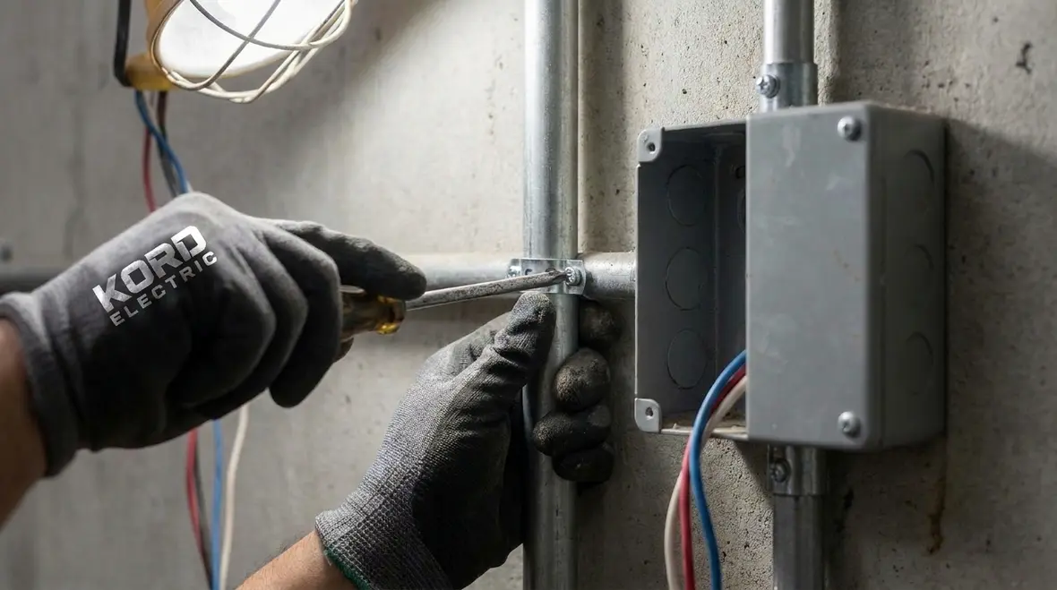 Conduit body and junction box with proper NEC support in a commercial facility