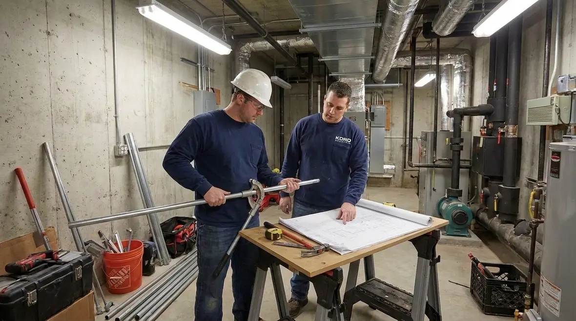 Technician planning conduit routing to maintain NEC branch circuit bending radius