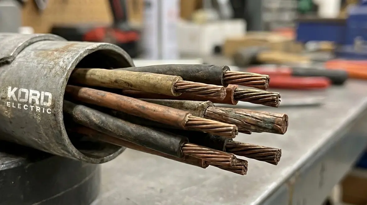 Commercial electrical panel showing properly sized branch conductors