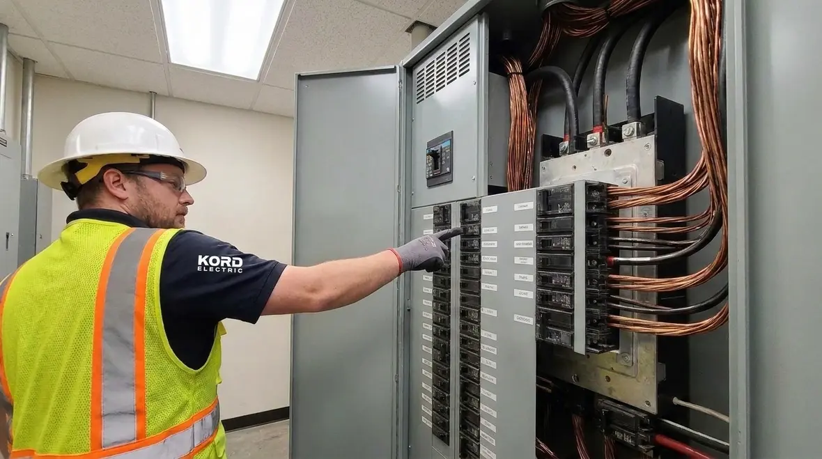 Industrial electrical installation showing bundled conductors
