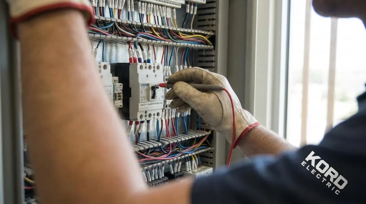 Electrician reviewing NEC conductor overcurrent protection exceptions on site