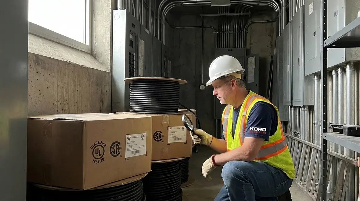 Commercial electrician reviewing NEC conductor listing requirements for Section 310.2