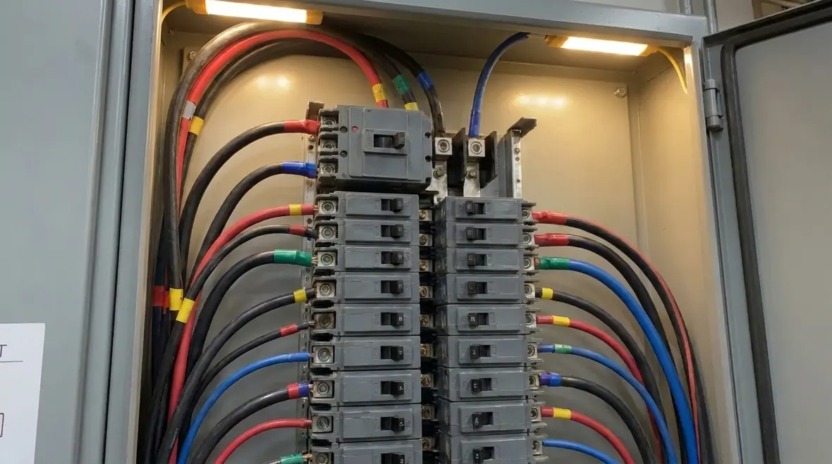 Electrician reviewing NEC single-phase dwelling feeders and Section 310.12 design