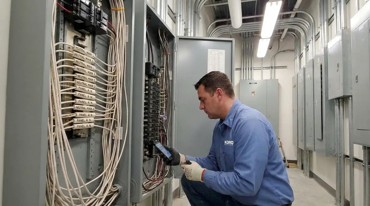 Neutral conductors connected to a grounded electrical system in a commercial facility
