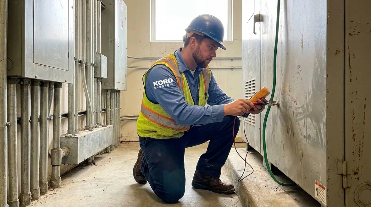 Fixed NEC grounded electrical equipment in a commercial facility