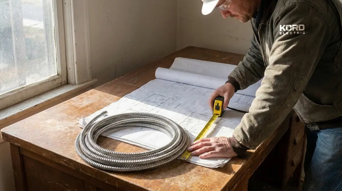 Flexible metal conduit routing through a busy commercial ceiling space