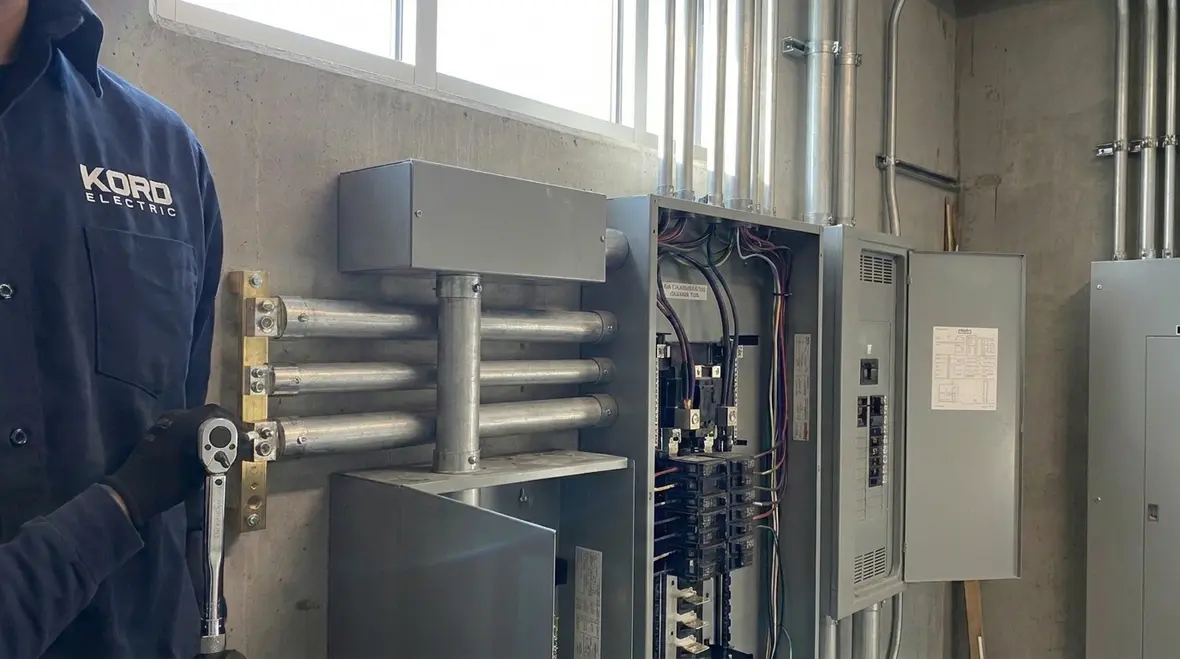 Kord Electric technician applying NEC clean surfaces grounding practices on site