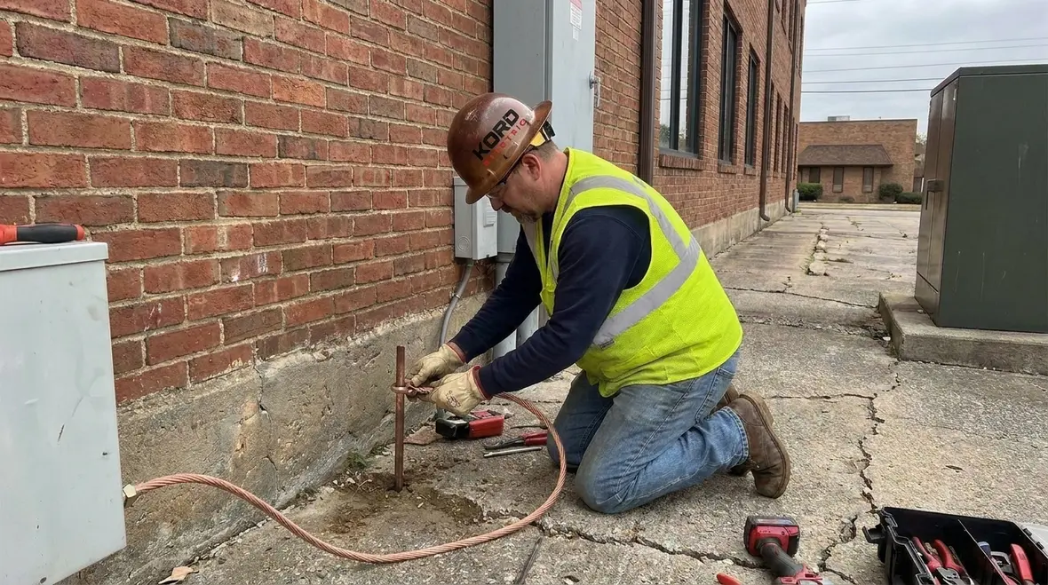 Grounding electrode conductor connections in a commercial electrical room