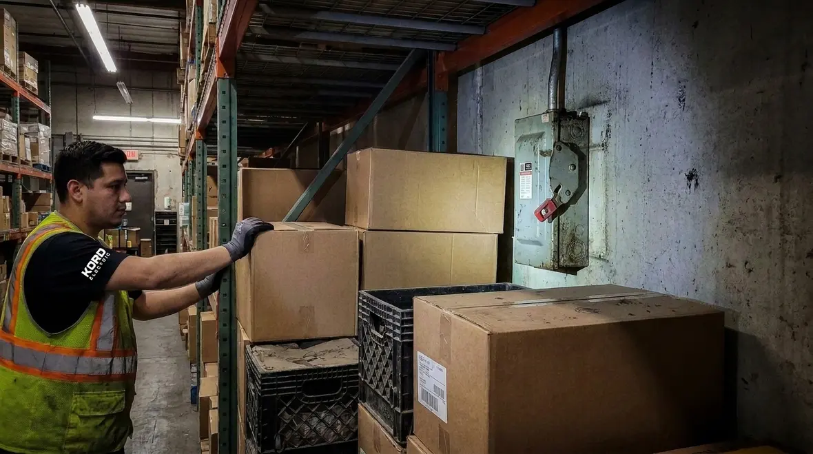 Technician correcting NEC disconnect labeling and access issues
