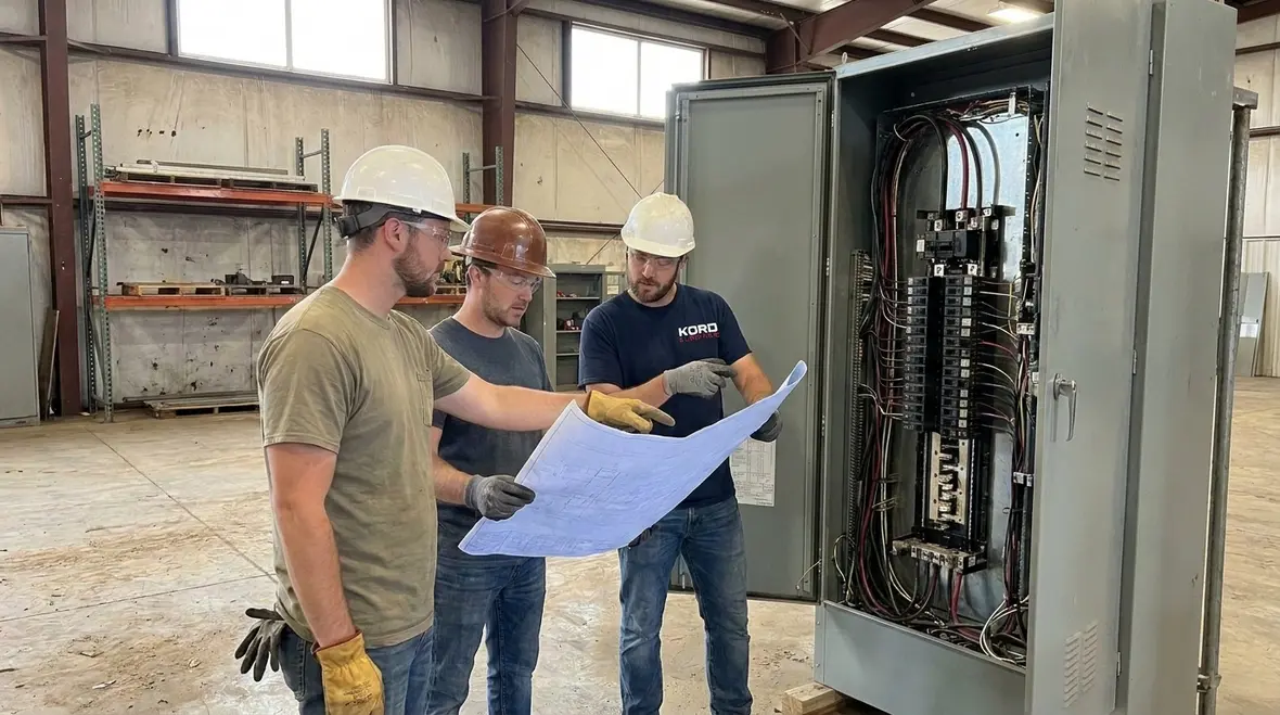 Technician reviewing single line diagrams for NEC 230.71 service disconnect compliance