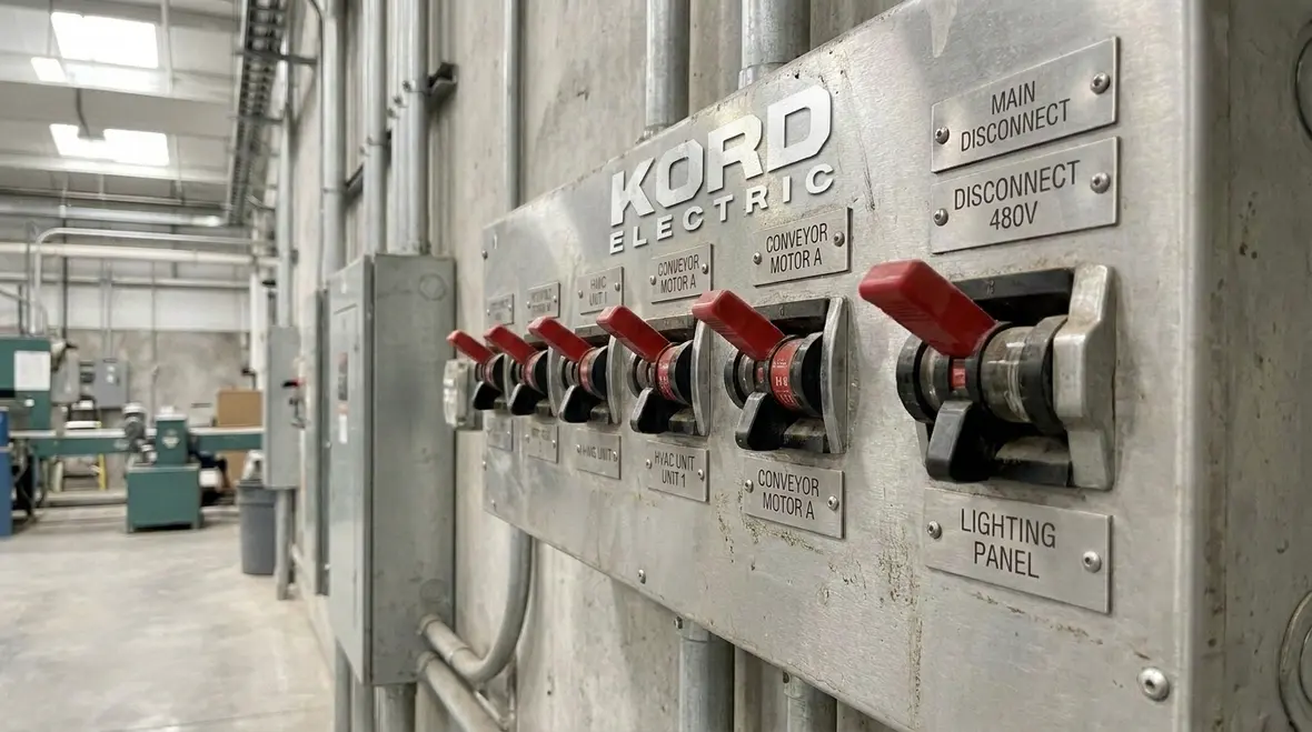 Electrical service equipment showing NEC-compliant maximum service disconnects grouping
