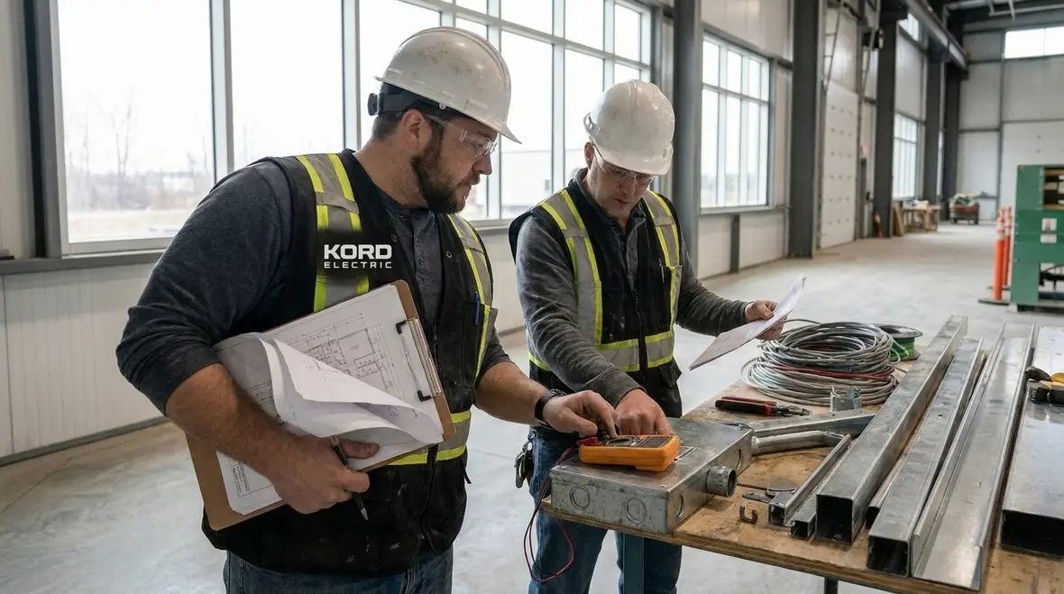 Commercial electrical design team planning individual branch circuit loads
