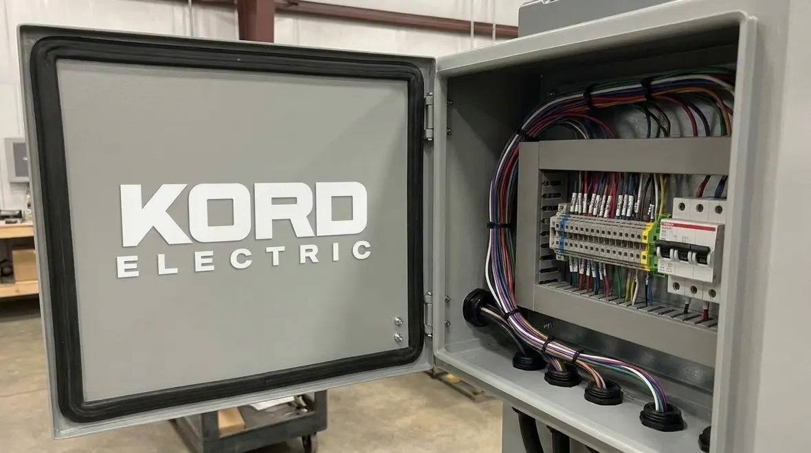 Electrician reviewing NEC installation enclosure type rules for a commercial electrical cabinet