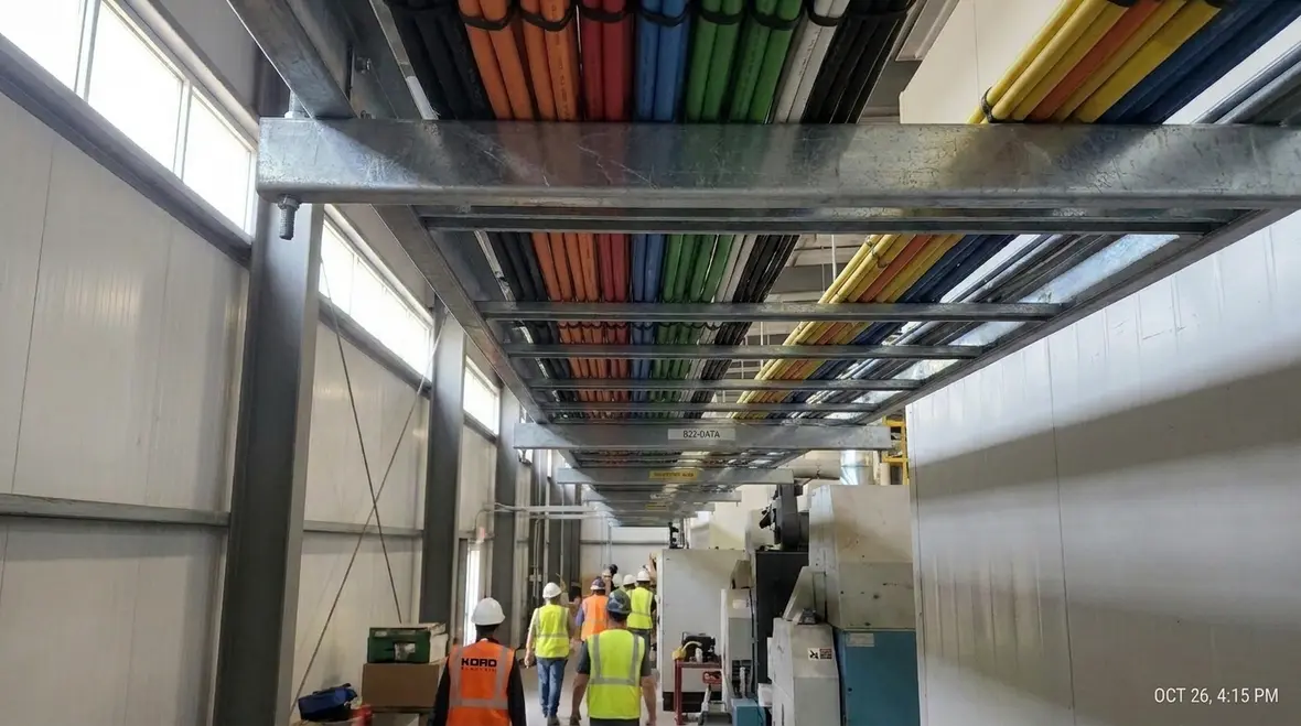 Commercial electrical installation showing NEC compliant conductor routing