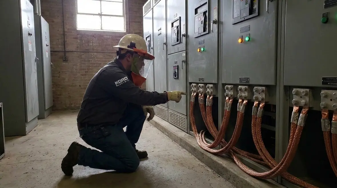 High voltage switchgear with properly installed NEC instrument EGC 2 kV grounding conductors
