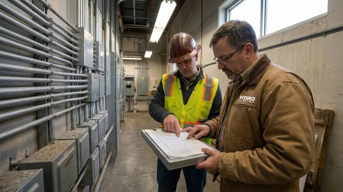Commercial electrical room illustrating demand-based equipment sizing