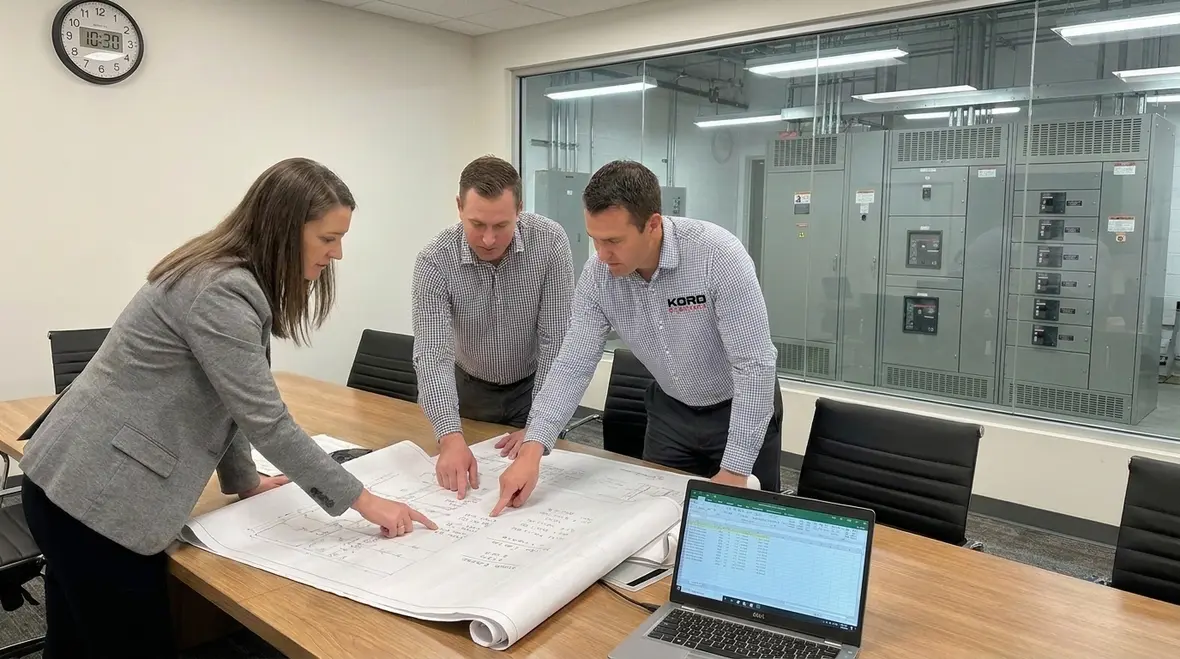 Team coordinating NEC load calculations with field installation