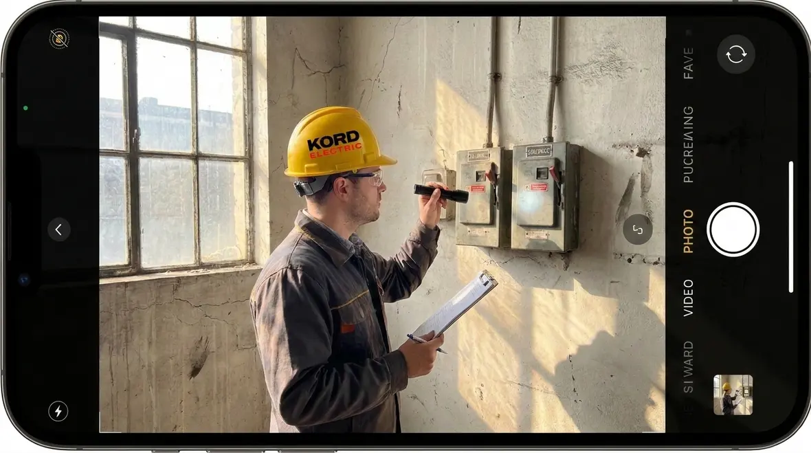 Kord Electric technicians reviewing field disconnect layout against NFPA 70 Section 225.33