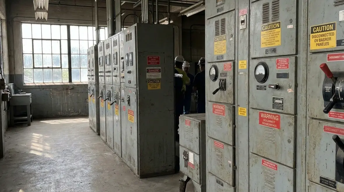Industrial maintenance team using clearly labeled disconnects