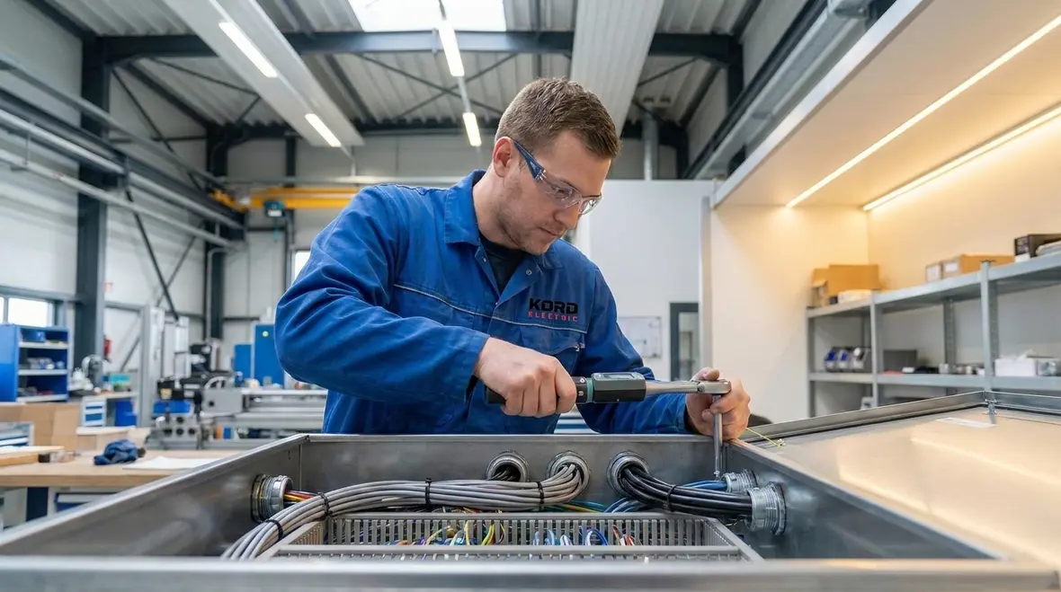 Kord Electric technicians installing equipment to NEC 110.12 standards