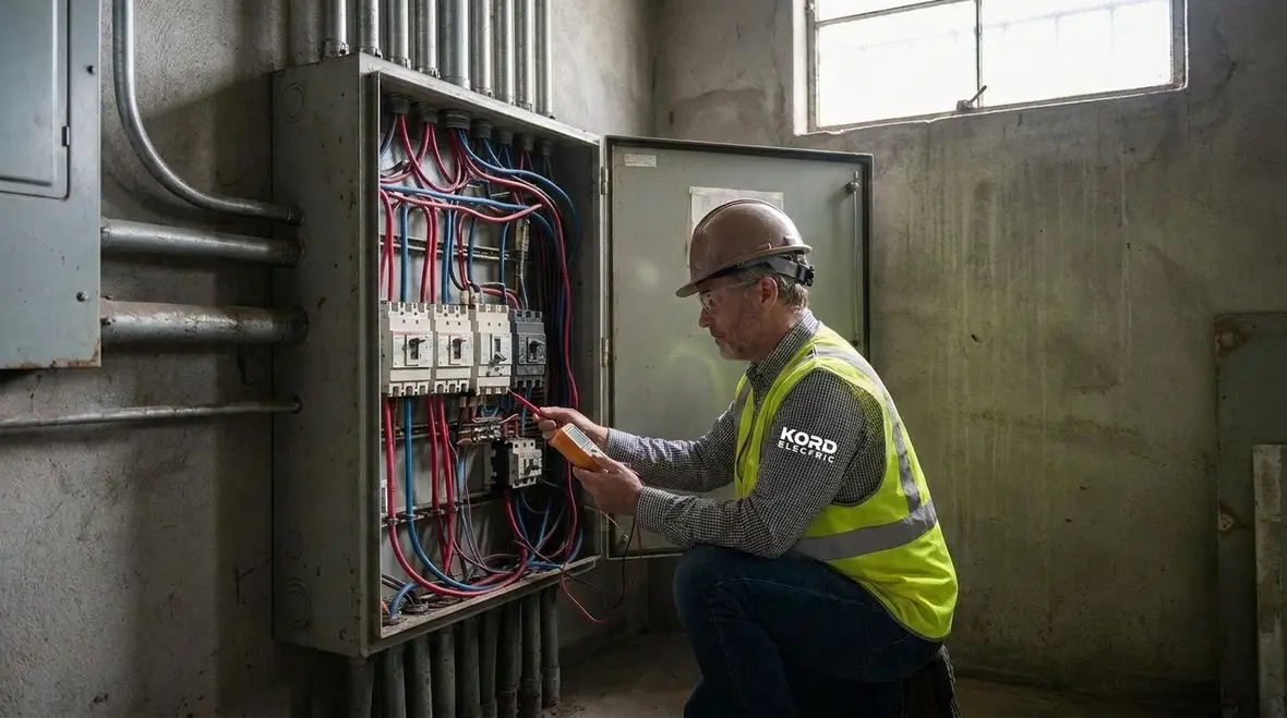 Electrician reviewing NEC existing dwelling load calculation tables