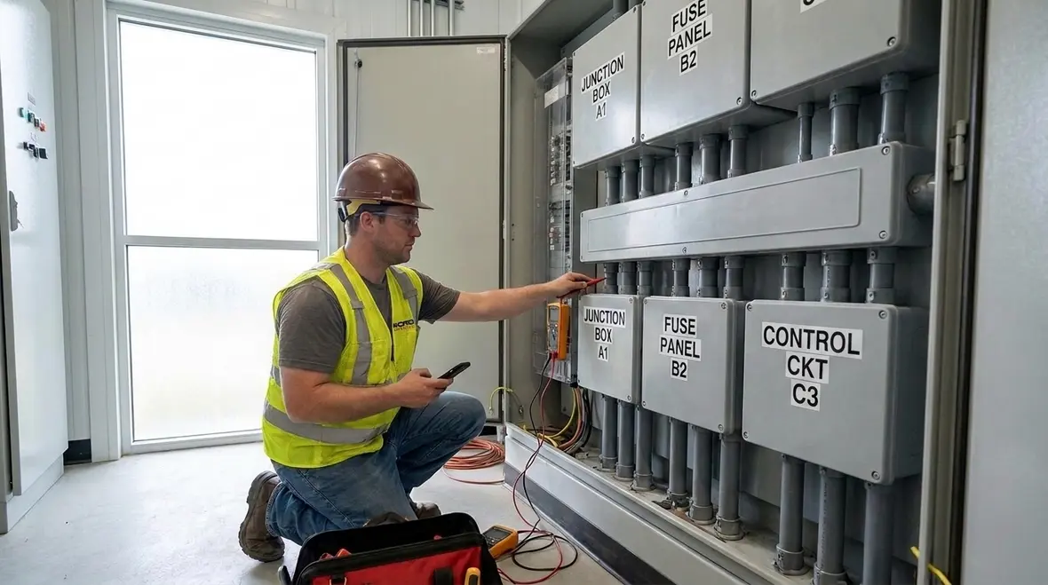 Nonmetallic junction boxes installed in a commercial ceiling space