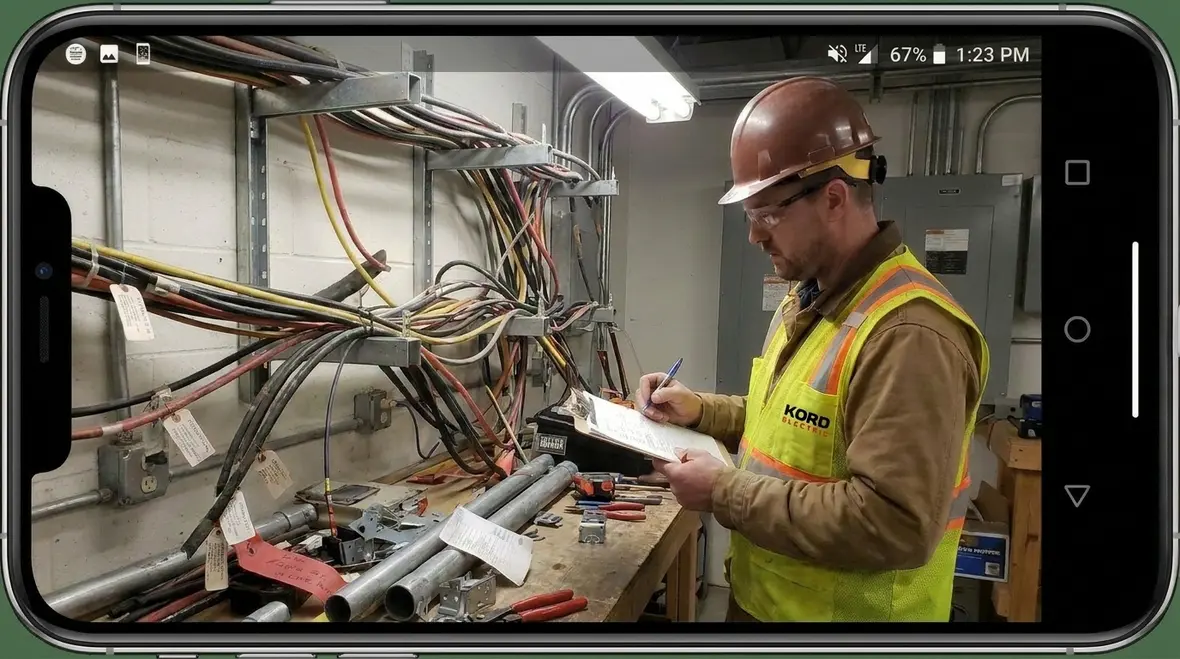 Engineers reviewing NFPA 70 Section 225.12 open conductor support plans