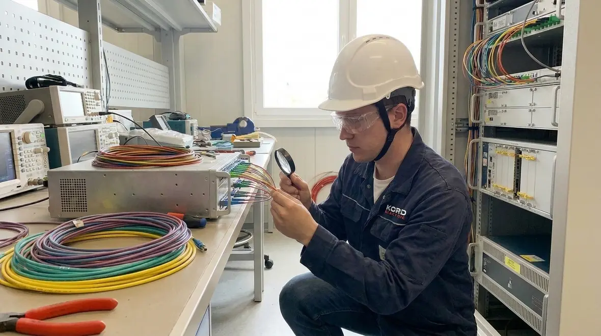 Technician reviewing NEC reconditioned fiber equipment for commercial installation