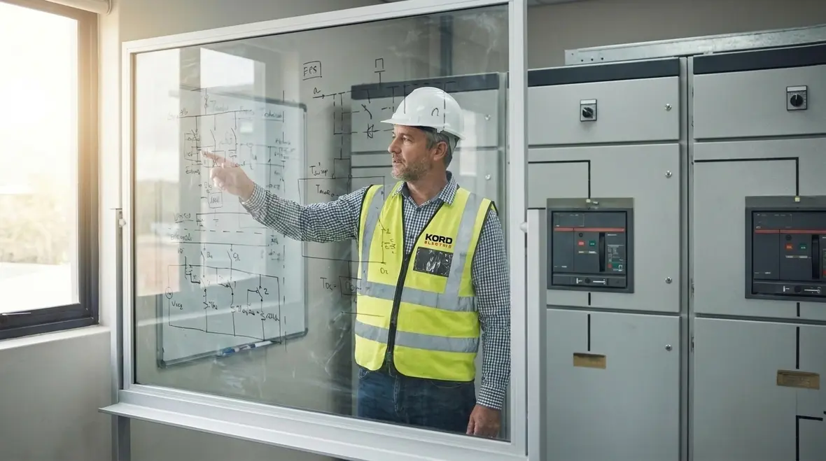 Engineers designing shutdown sequencing into facility electrical plans