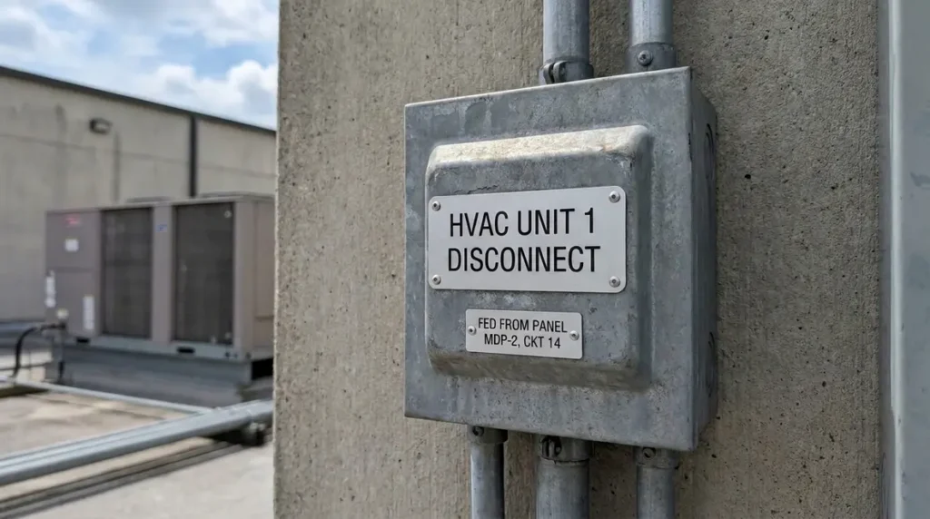 NEC Outside Disconnect Identification with NFPA 70 225.37