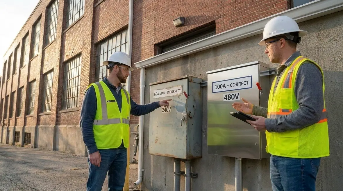 Outside electrical disconnect installed on a major property building