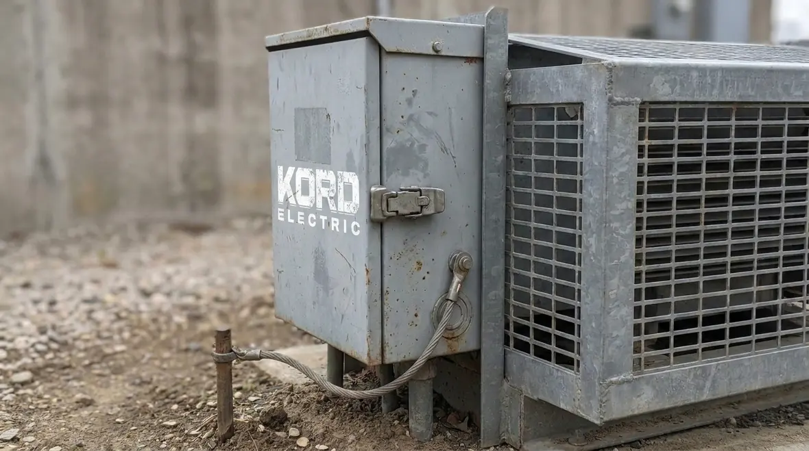 Guarded and enclosed NEC service equipment barriers close-up