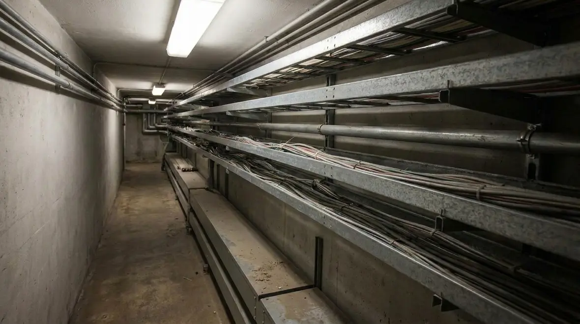 Commercial facility with NEC-compliant wiring on buildings and structures