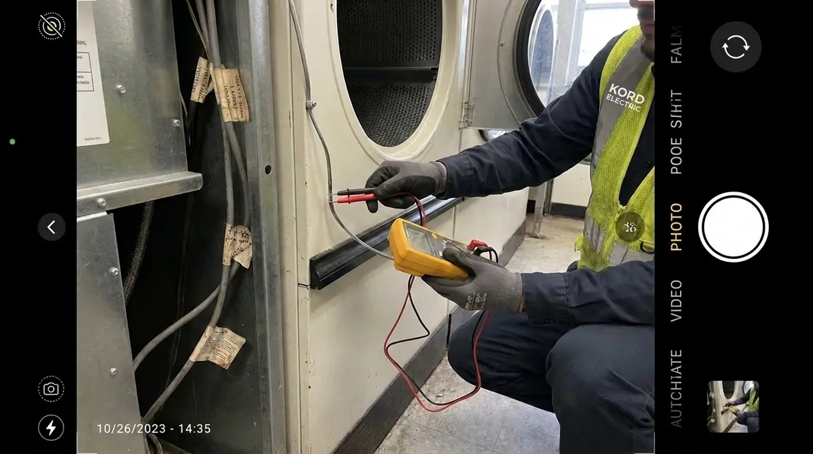Grounding and bonding inspection on commercial laundry equipment