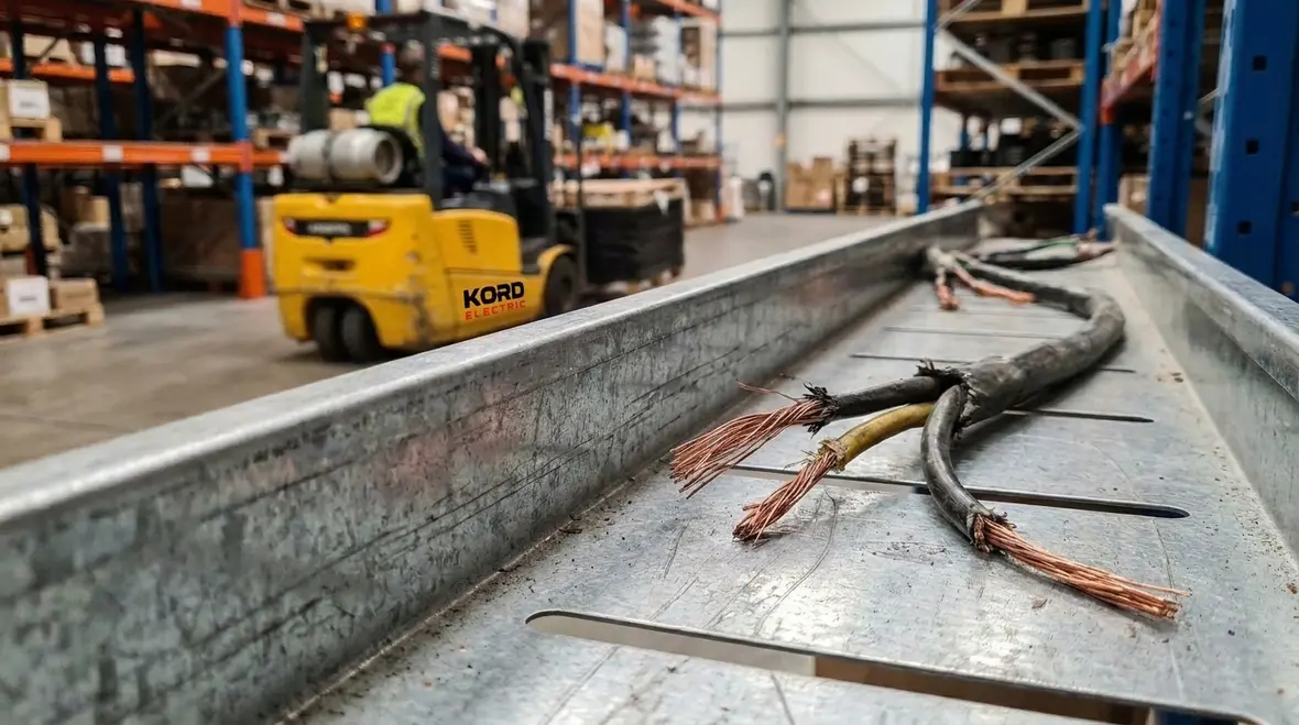 Open wiring protected against physical damage after leaving raceway