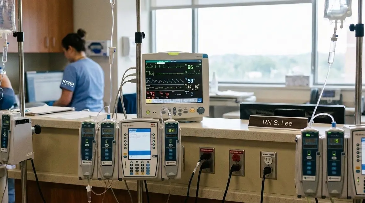 Mapped inventory of NEC patient care equipment loads in a commercial medical facility