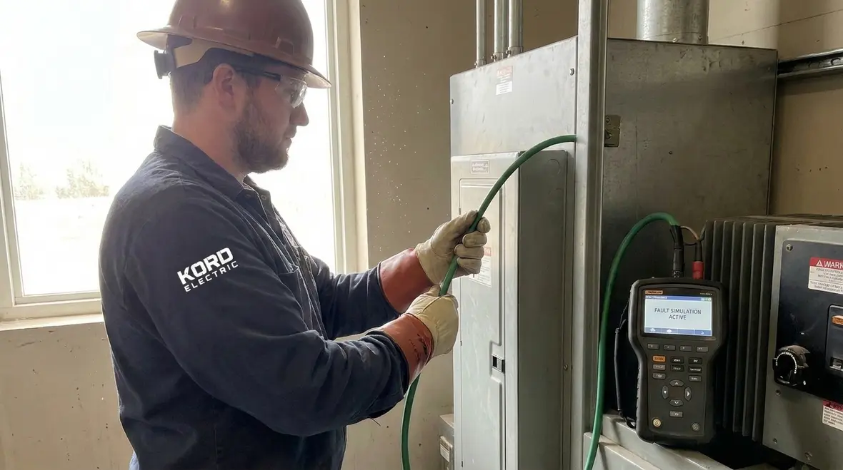 Grounded DC distribution board in an industrial facility