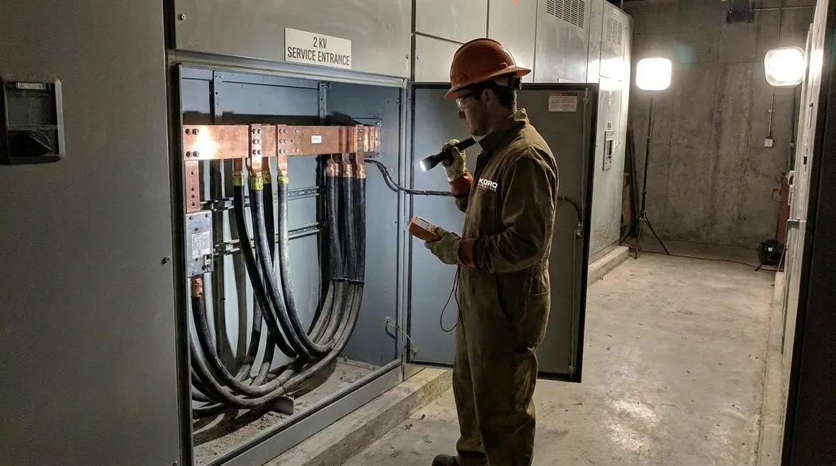 High voltage NEC service entrance conductors with 2 kV insulation in a commercial facility