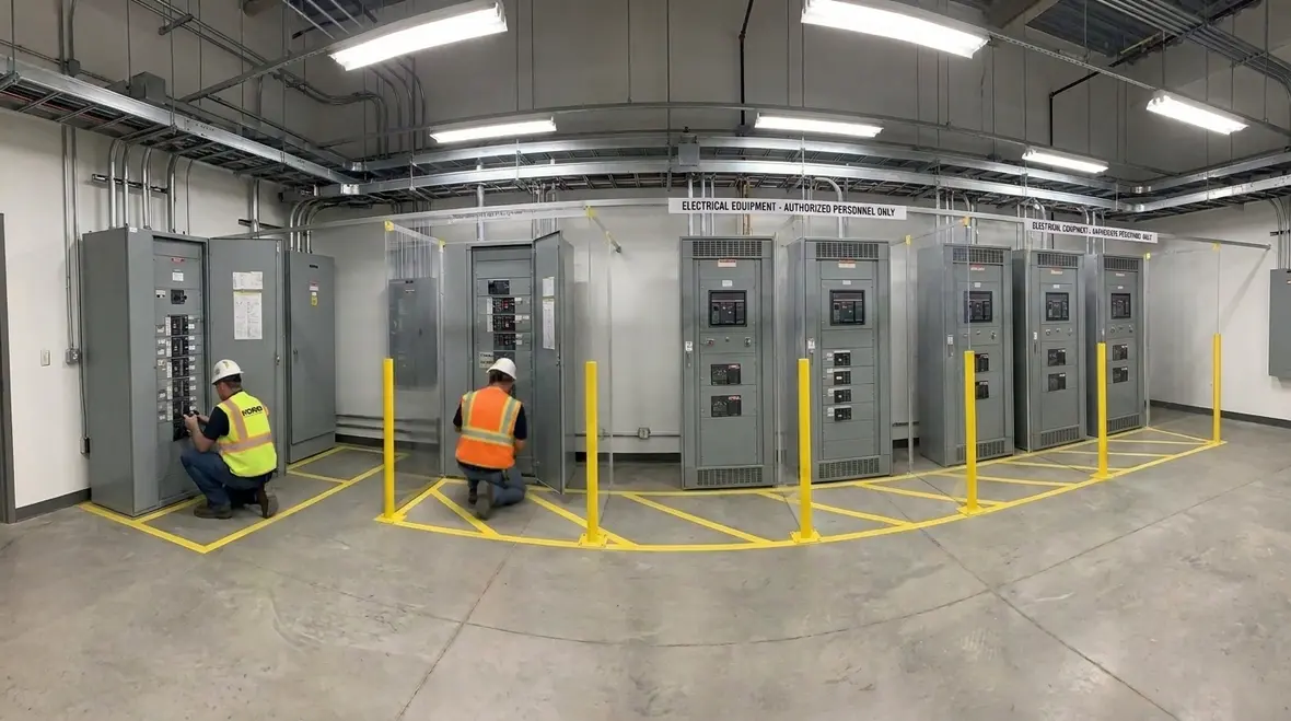 Service overcurrent device layout planning in an electrical room