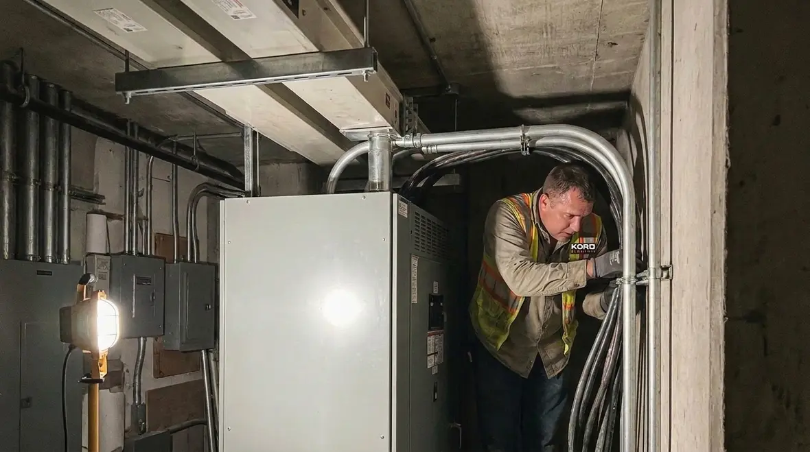 Side and back wiring spaces in an electrical cabinet