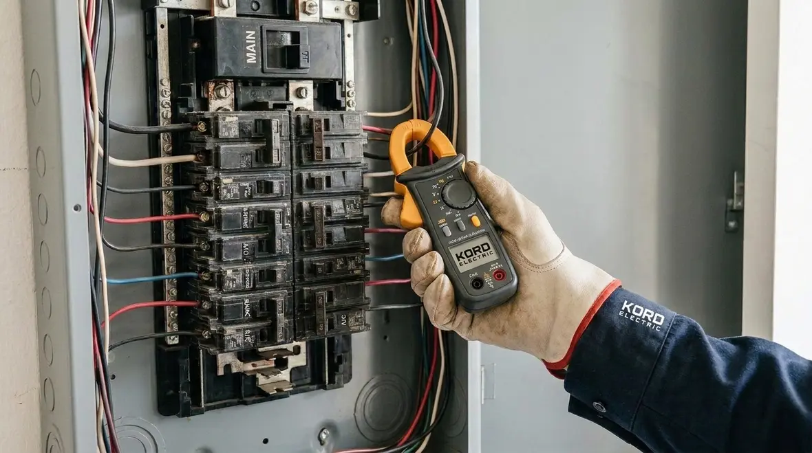 Electrician verifying appliance branch circuit sizing in a multi unit building