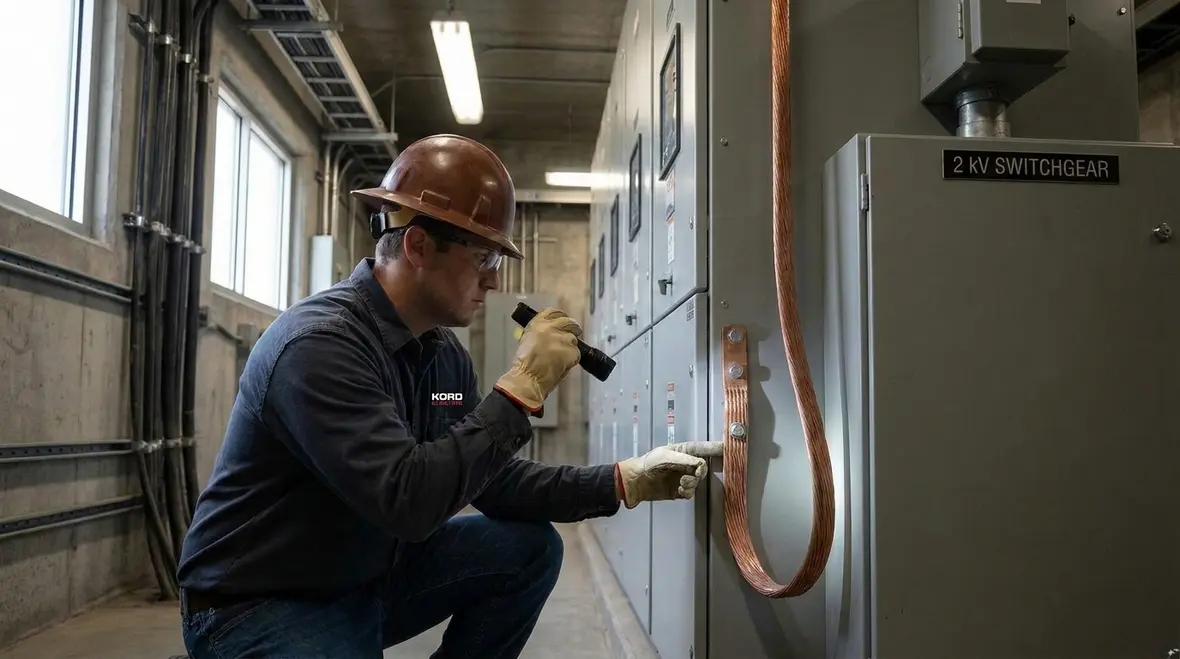 Grounding electrode conductor material installation for NEC systems over 2 kV