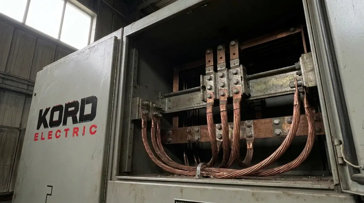 Technician reviewing NEC grounding conductor requirements above 2 kV