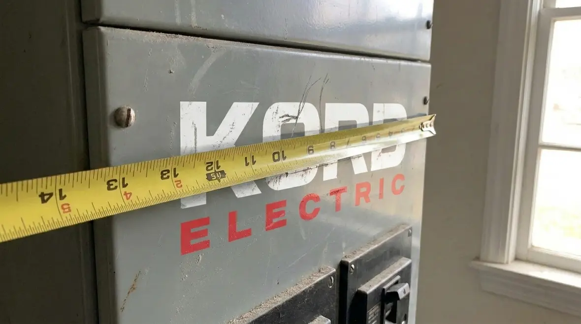 Diagram of NEC transformer switch working space depth, width, and height clearances