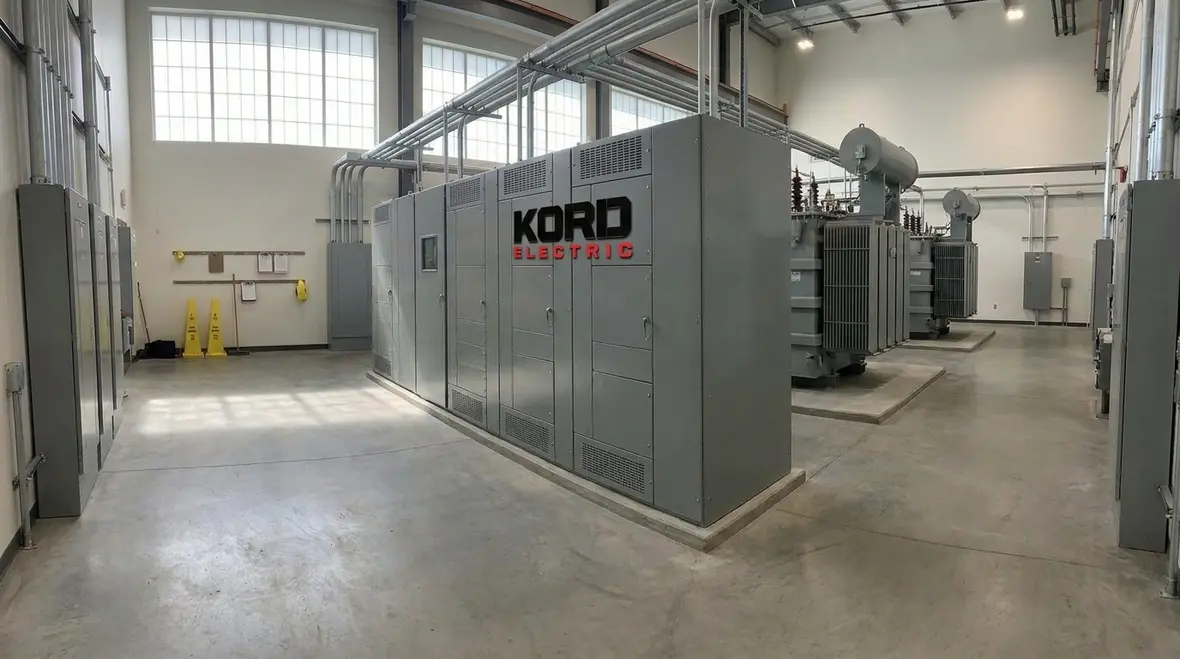 Technician verifying NEC transformer switch working space clearance