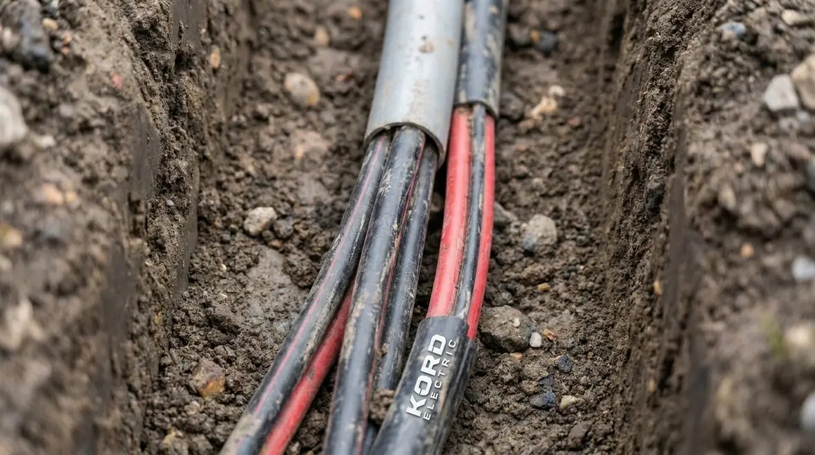 Detail of insulated underground service conductors entering a raceway