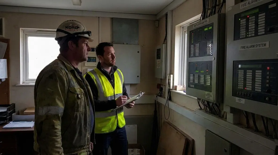 Integrated ventilation, fire alarm, and electrical control panel coordination in a major property