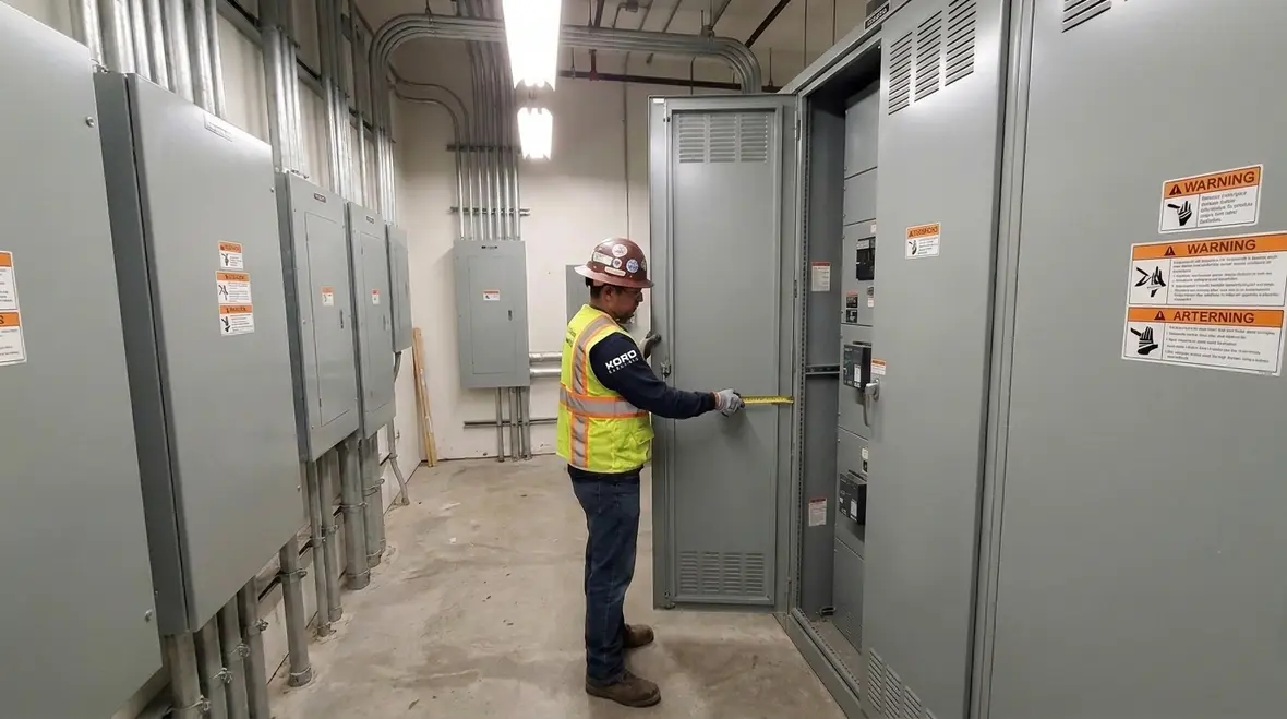 Door swings and obstructions affecting NEC working space equipment clearances