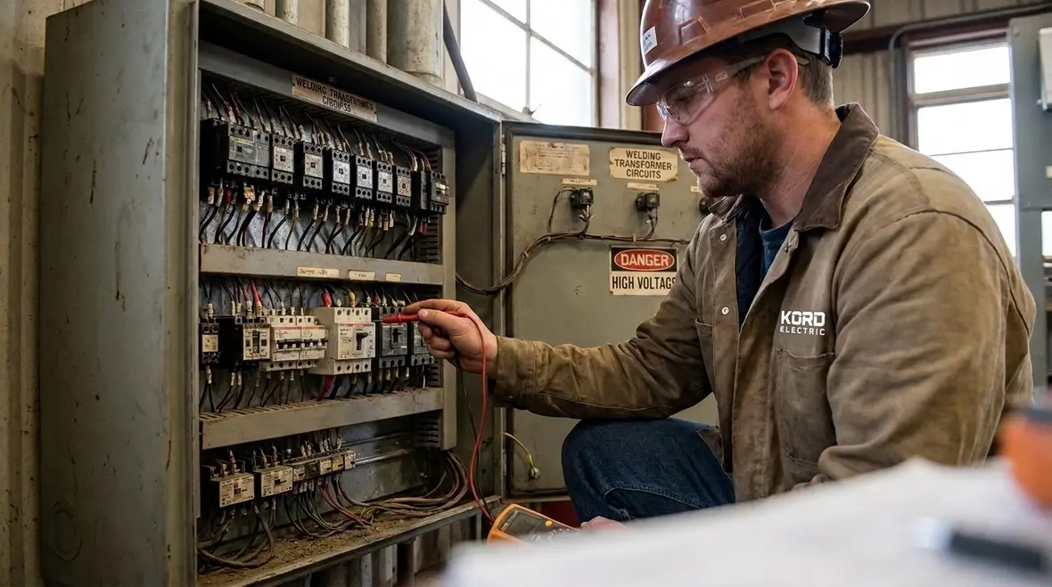 Commercial welding transformer overcurrent protection devices configured for NFPA 70 Section 630.32 compliance
